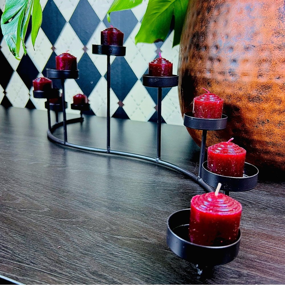 Long Iron Votive Candelabra Arched Tiered Candle Holder‎ Modern Decor Carries 9
